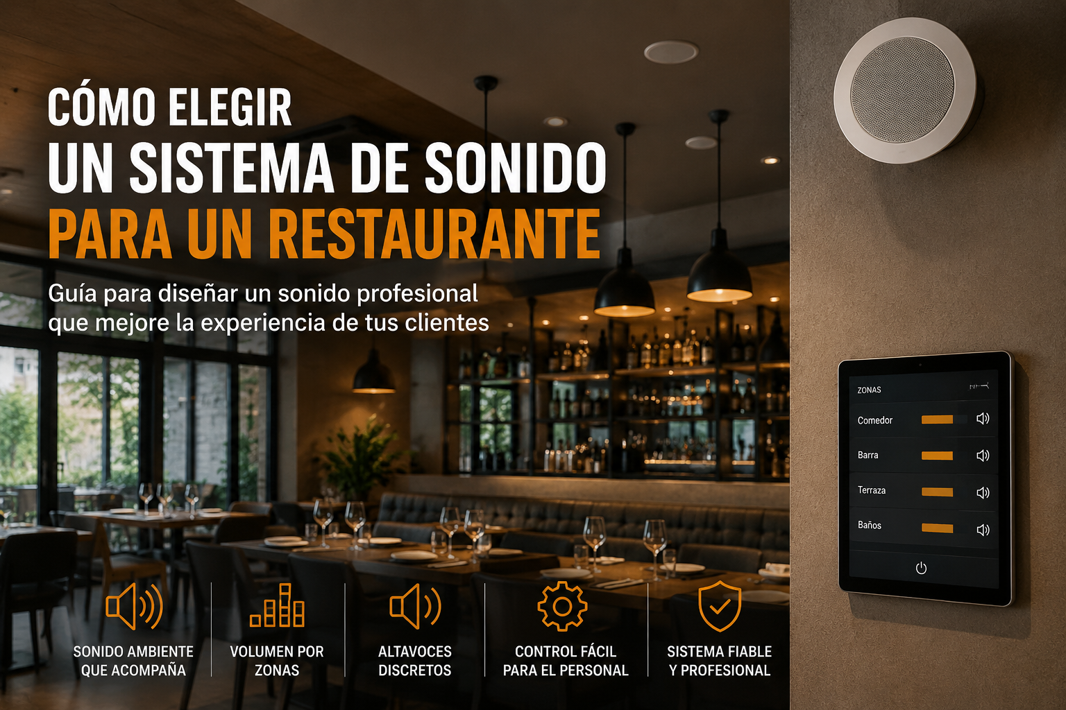 Instalación de sonido profesional en restaurante