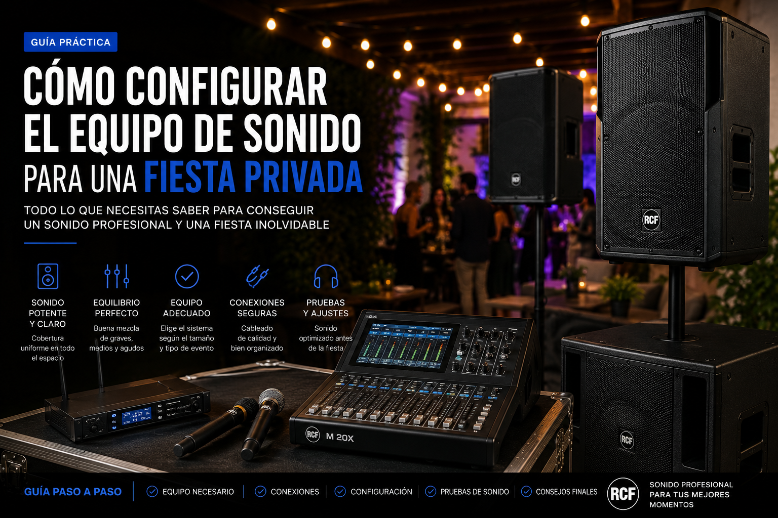 Cómo configurar el equipo de sonido para tu fiesta privada paso a paso