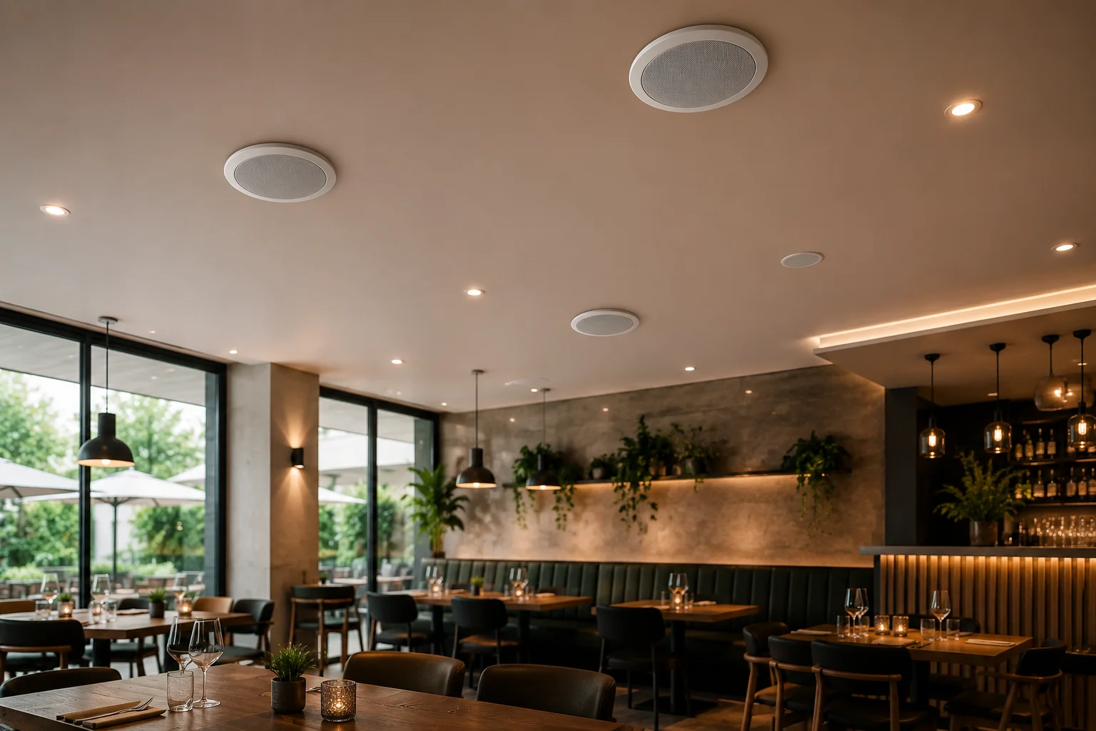 Altavoces de techo para restaurante