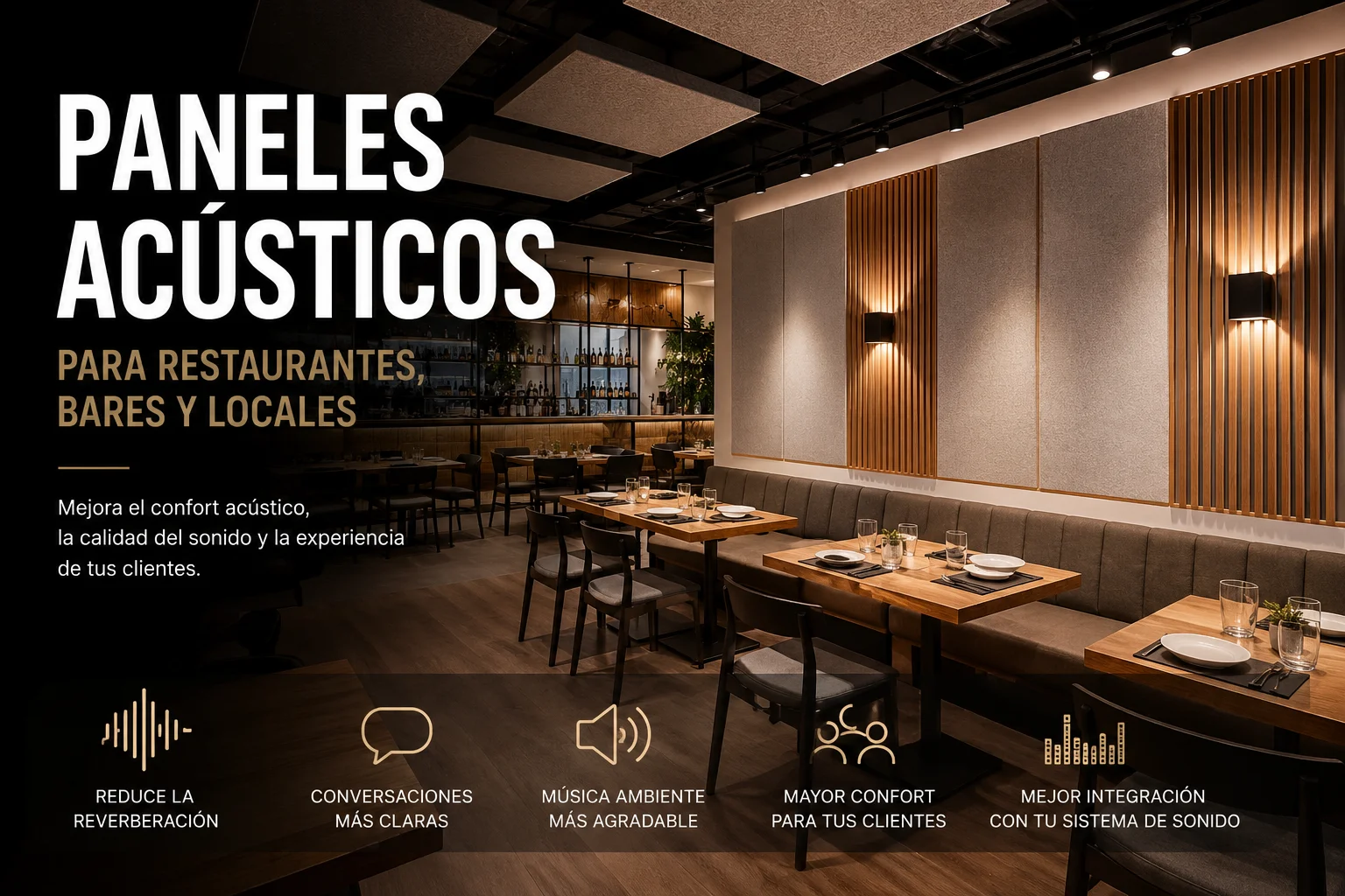 Paneles acústicos para restaurantes, bares y locales: cuándo merecen la pena